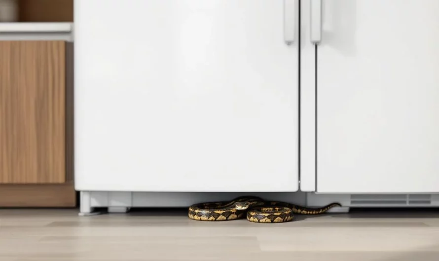 Elle se reveille et decouvre un serpent tapi près de son  réfrigérateur
